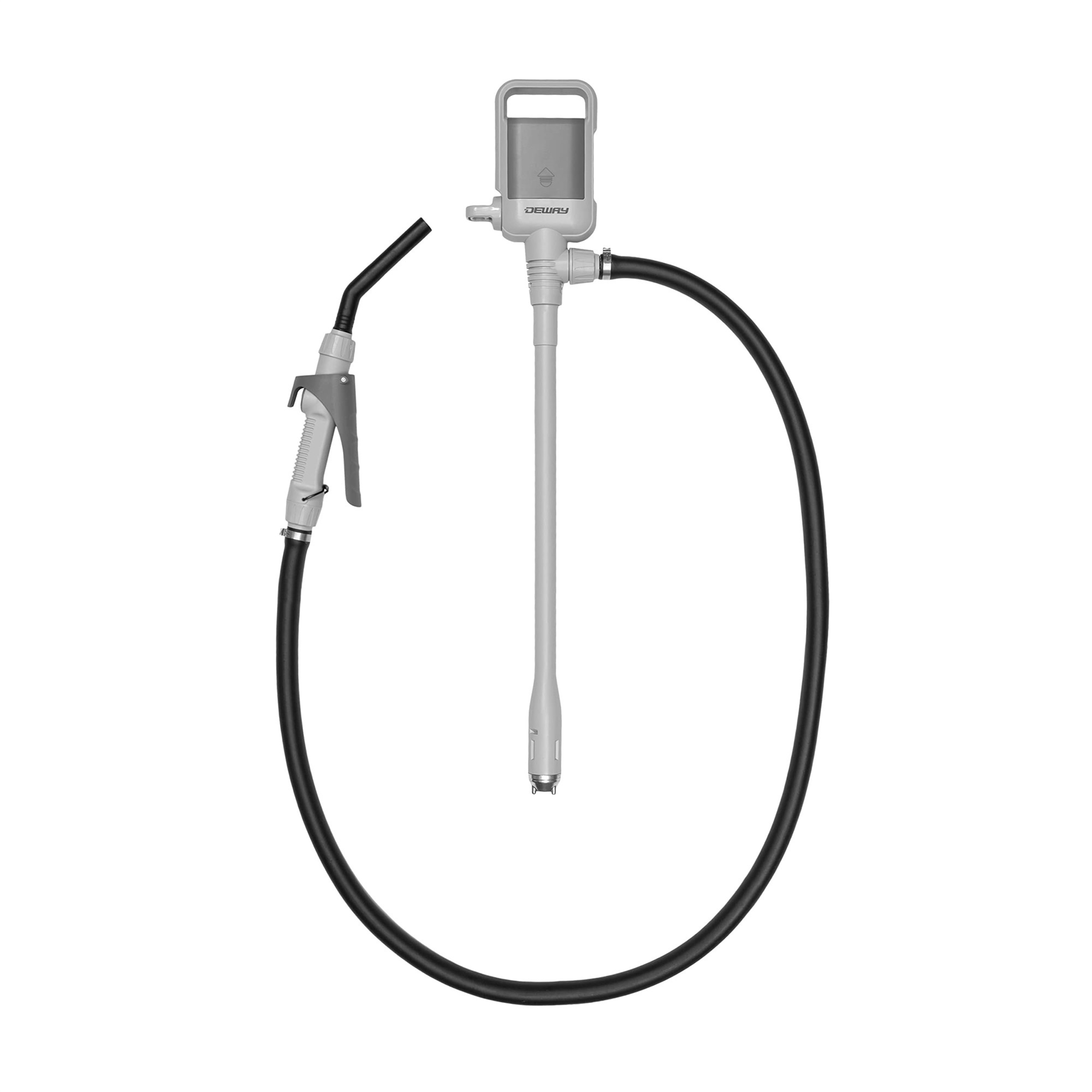 Deway Automatic Fuel Transfer Pump — Battery-Powered, Rubber Hose & Nozzle, Fits All Cans, Model# WAYPUMP14